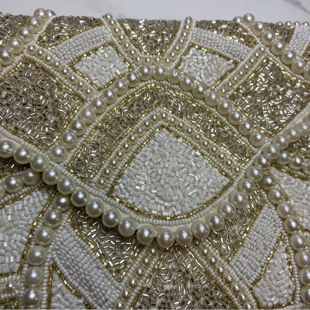 Lulus Piece of Love White Multi Beaded Clutch - Picture 7 of 11